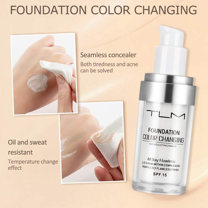 Color Changing Foundation Liquid Set - Flawless Full Coverage Makeup with 2 Brushes & Sponges | 30ml