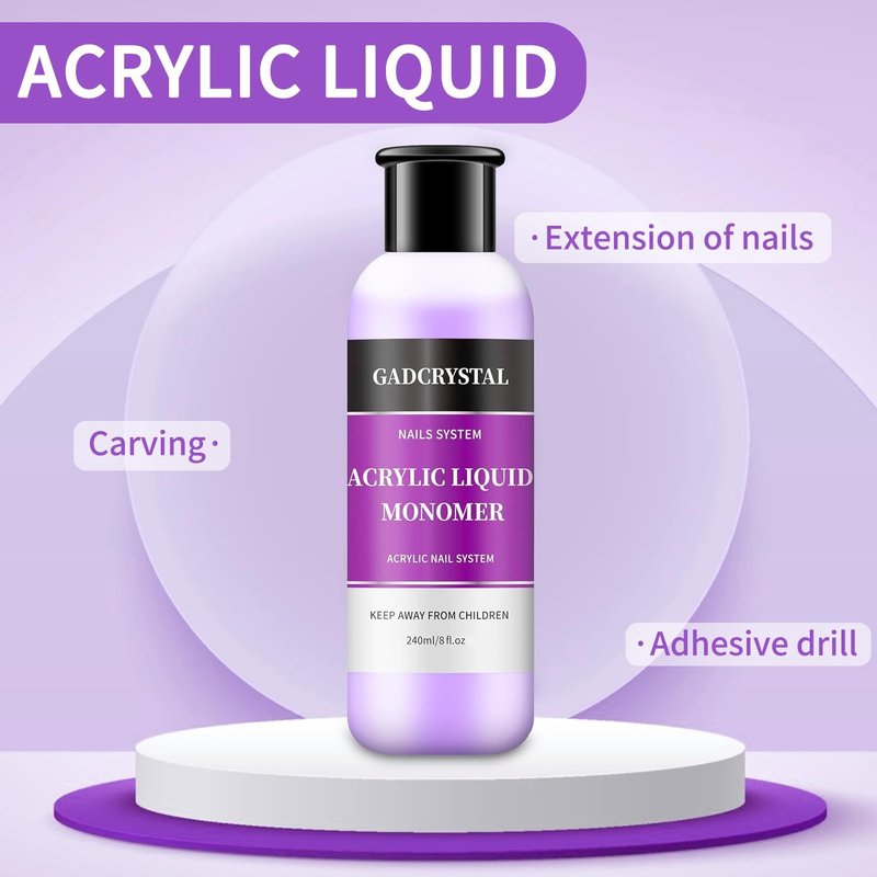 Acrylic Liquid Monomer 120ml/4.2fl.oz,Nail Liquid Monomer,Liquid Monomer for Acrylic Nails,Acrylic Liquid for Acrylic Powder Nails Extension Acrylic Nail Kit (1, 1SET)