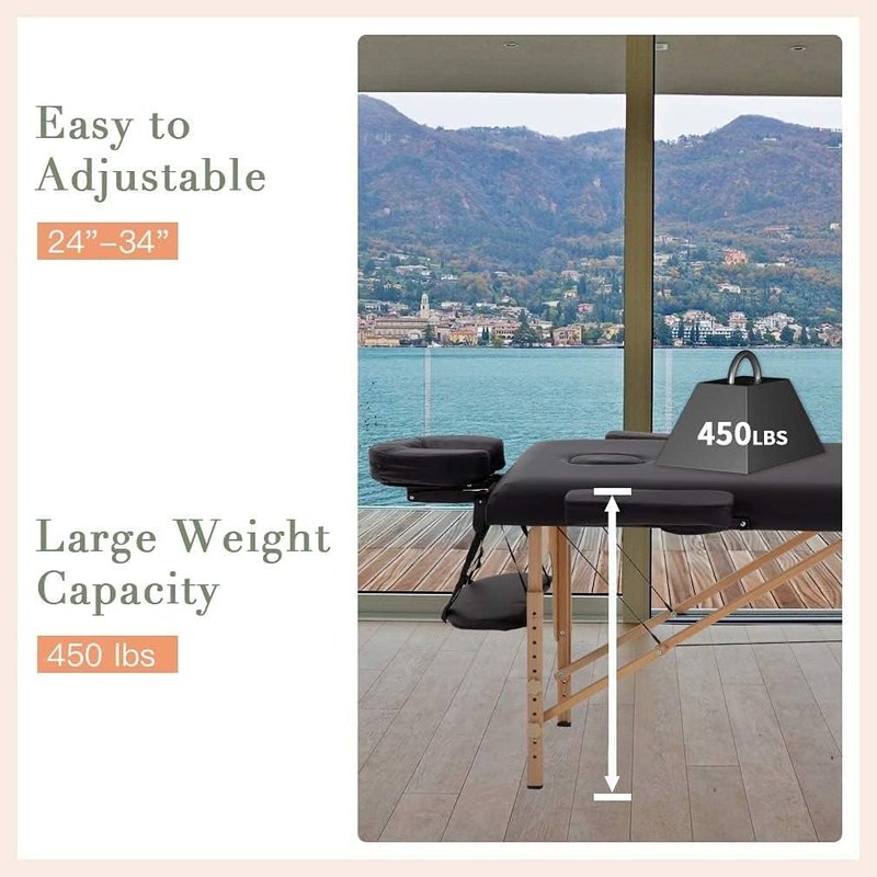 Portable Massage Table - Height Adjustable 24 Inch Wide Spa Bed | Ideal for Foot Massage, Facial Care & Tattoo Services