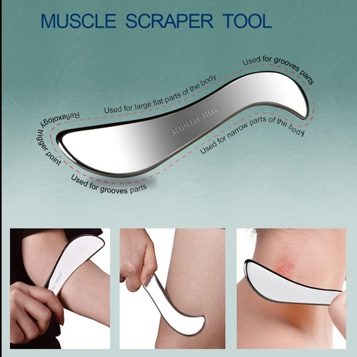 BYYDDIY 3 in 1 Stainless Steel Muscle Scraper Tools Set,Scraping Massage Tools for Physical Therapy,Derma Edge Massage Tool & GuaSha Massage Scraper Tool