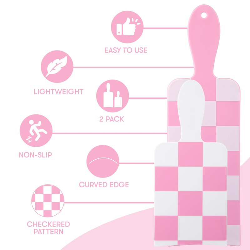 FRAMAR Checkered Balayage Board and Paddle Set - Long and Short Foil Board For Highlights, Balayage Hair Dye Kit, Hair Salon Supplies, For Enhanced Precision - 2 Pack - Pink and White