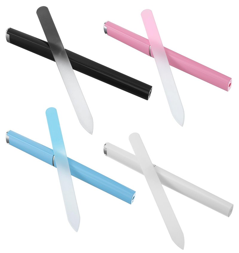 4 Pack Glass Nail File, Glass Fingernail Files with Cass for Women Double Sided for Natural & Artificial Nails, Reusable Nail Filer for Manicure & Pedicure, with Travel Case
