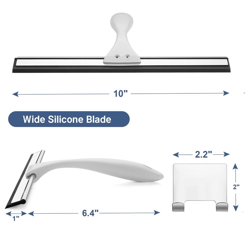 AmazerBath Squeegee for Shower Glass Doors - All-Purpose Squeegee with Hook for Windows, Mirrors, Tiles and Car Glass, 10 Inches