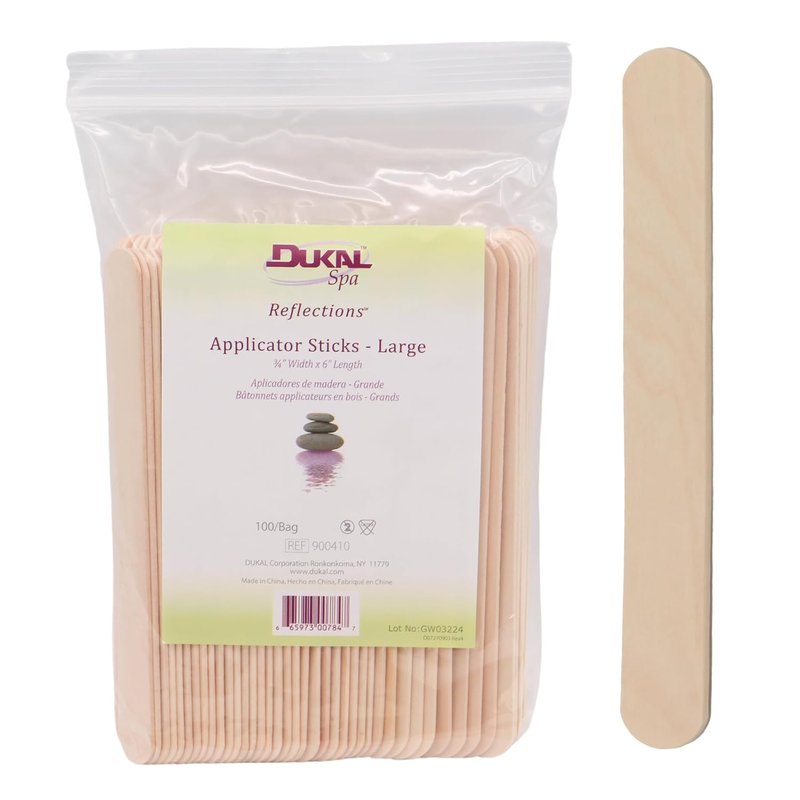 Dukal Large Wooden Wax Sticks - Body Hair Removal Applicator, ¾” x 6” | Pack of 100