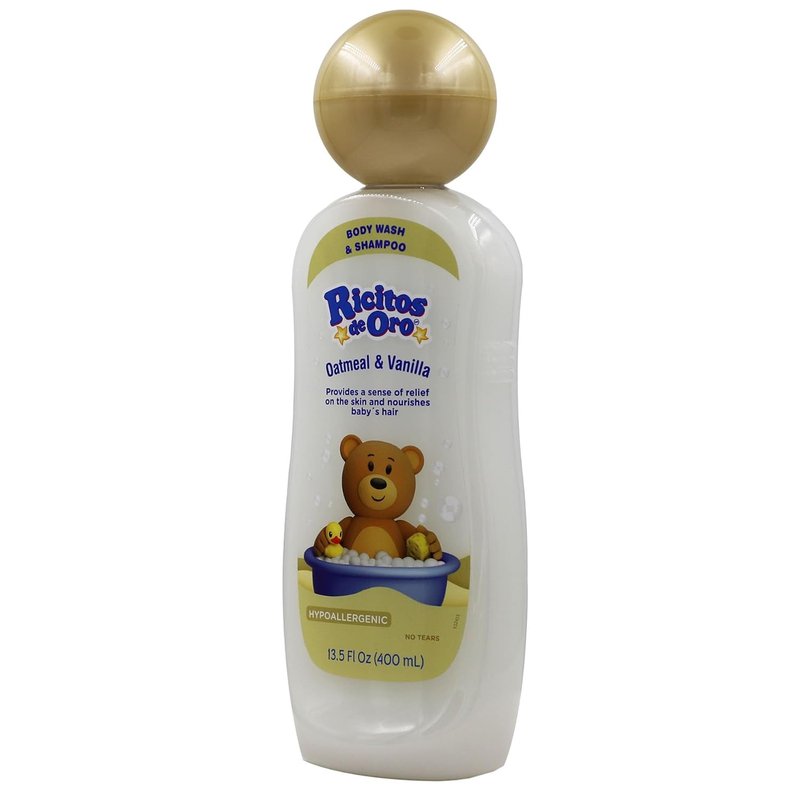 Ricitos de Oro Baby Shampoo & Body Wash - Hypoallergenic Oat & Vanilla Formula | 2-Pack, 13.5 Fl Oz Each