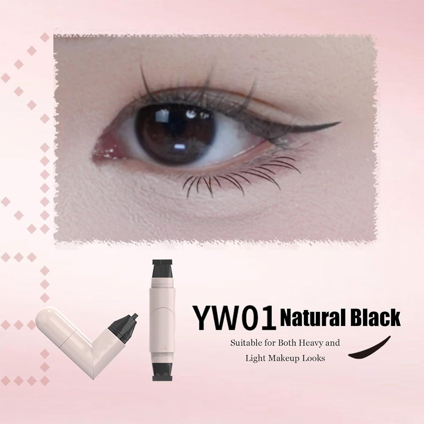 Winged Eyeliner Stamp Pen - Double Head Waterproof Liquid Eyeliner | Long-Lasting, Smudge-Proof for Easy Application (Black)