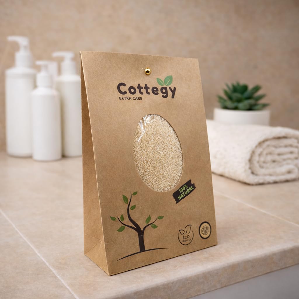 Egyptian Loofah Exfoliating Scrubber - Natural Loofah Exfoliating Body Scrubber - Eco-Friendly Bath & Shower Sponge for Face & Body, 100% Natural, Men & Women - Double face (1, Large)