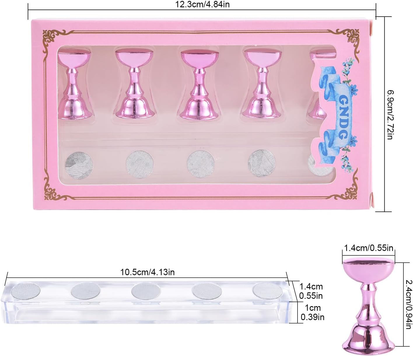 Skiennix Nail Stand Set - Magnetic Display Holder for Press-On Nails | Pink | Perfect for Home & Salon Use
