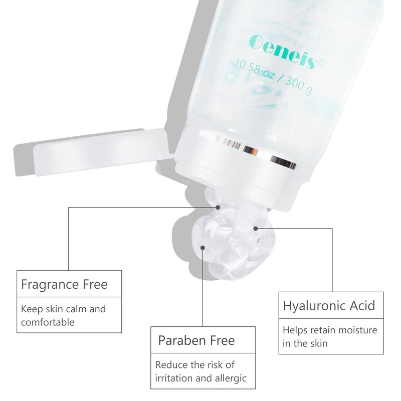 Oeneis Hydrating Microcurrent Conductive Gel, Fragrance-Free, Paraben-Free, Gel Primer with Hyaluronic Acid, Non-irritating, Moisturizing Gel for RF, 300g Tube, Clear