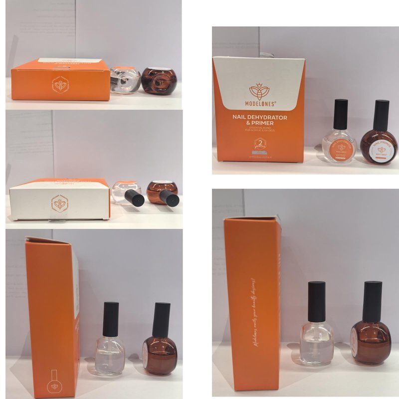 modelones 30 ml Nail Dehydrator and Primer, Acid Free Natural Prep Dehydrate & Bond Primer Kit, Hema-Free Acrylic Nail Supplies Top Coat