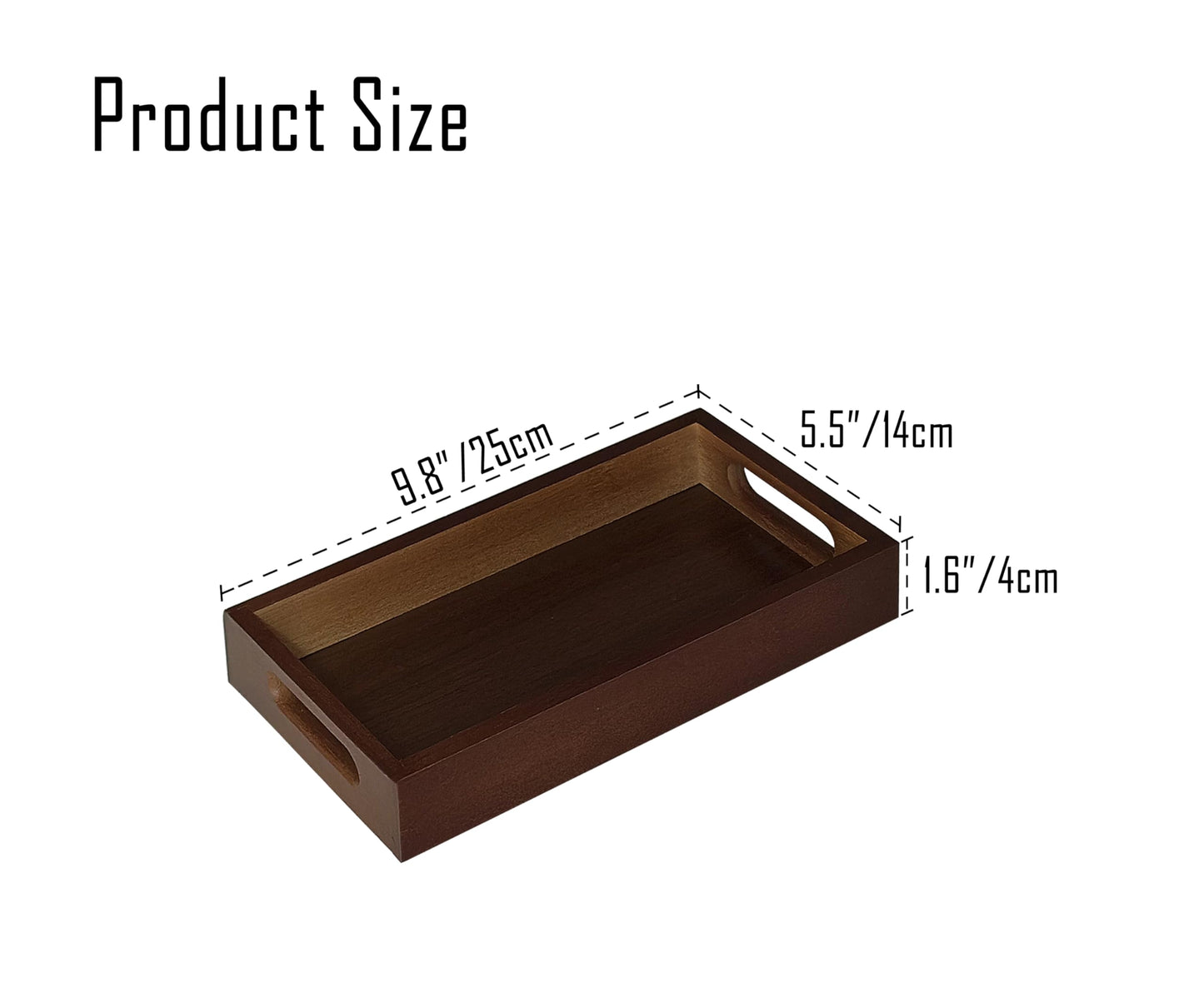 VSUINGO Small Rustic Serving Mini Tray with Handles - 9.8" Bamboo Tray