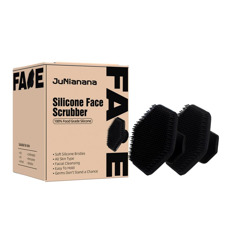 Silicone Face Scrubber - 2 Pack Face Exfoliator Scrub- Handheld Gentle Facial Cleansing for Sensitive, Dry Skin, Exfoliating Faceial Scrubber Tool for Men and Women(Black-2 Pack)