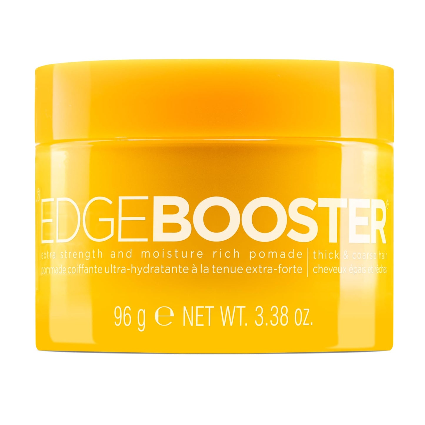 Style Factor Edge Booster Extra Strength & Moisture Rich Pomade | Strong Hold Edge Control Gel for Thick & Coarse Hair | High Shine, Non-Greasy Styling | Citrine, 3.38 oz
