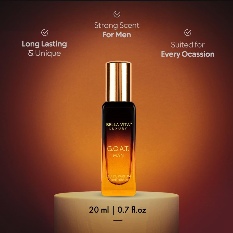 Bellavita Luxury GOAT Eau de Parfum | 20 ml (0.7 fl.oz.) | Travel Size Perfume for Men | Citrus, Bergamot, Lily of the Valley, and Amber Notes | Long Lasting Men's Fragrance