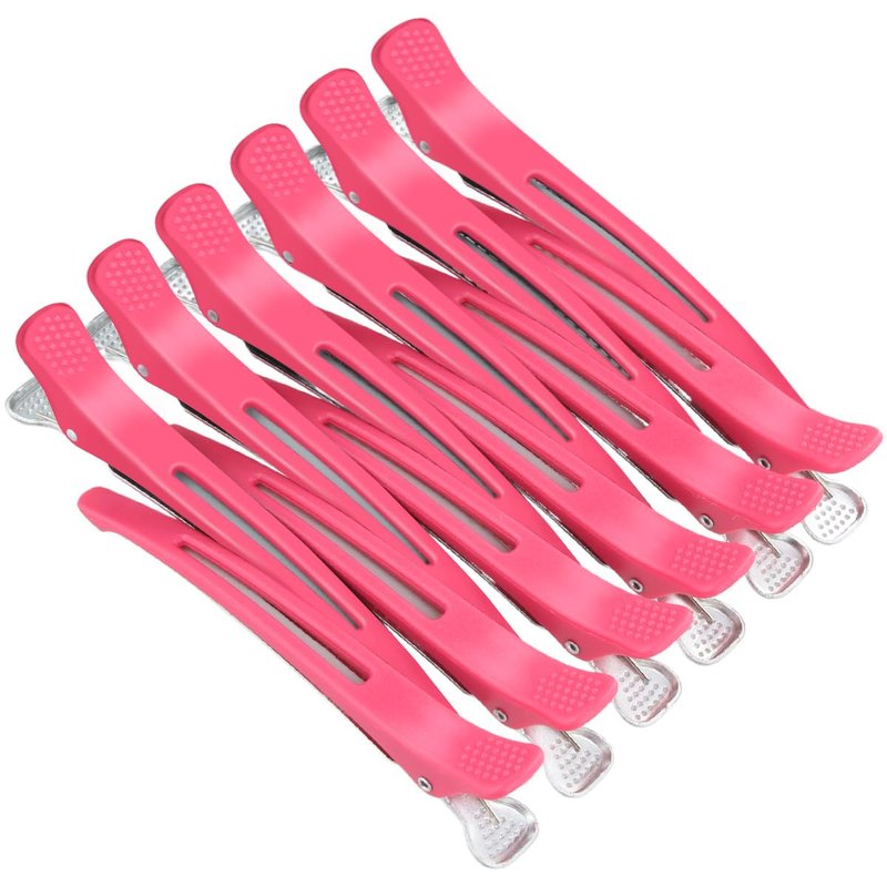 12 PCS Women's Sectioning Styling Hair Clips - Alligator Clips with Silicone Band, No Crease Duck Billed Design for Easy Hairstyling (ROSE)