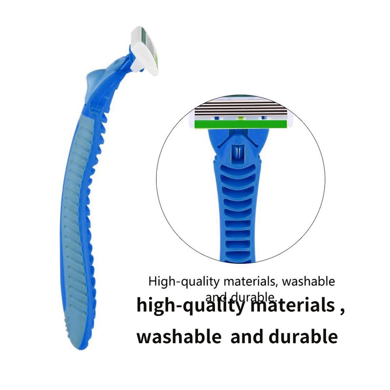 6-Blade Razor, Anti-slip razors for Women Refill Cartridges razors, Reusable Face Cleansing Care Tool, Shave Supplies for Women 18 pcs refills cartridges- blue