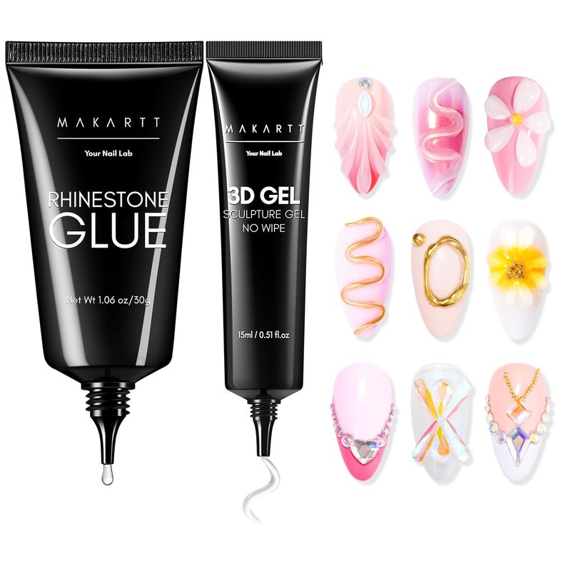 Nail Rhinestone Glue Kit - Super Strong 3D Gel for DIY Nail Art | Easy to Use for Beginners & Pros