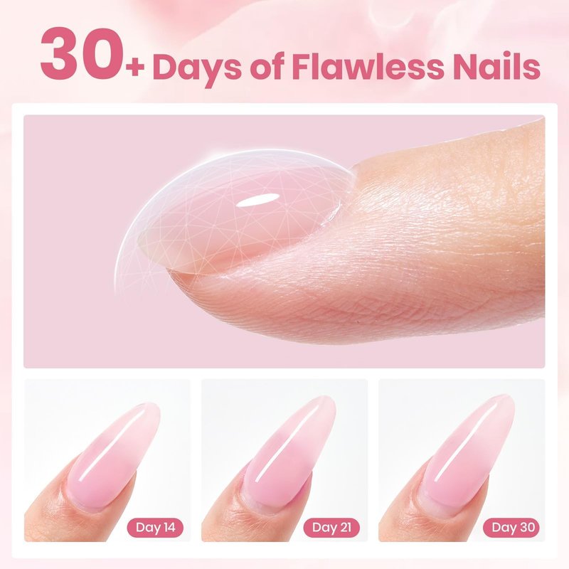 Beetles Builder Gel Nail Kit HEMA-FREE&TPO FREE-Muted Bloom 6 Colors Jelly Pink Glitter Building Gel,8 in 1 Strengthening Building Instant Apex & Extension for Beginner DIY Salon,UV LED Lamp Need