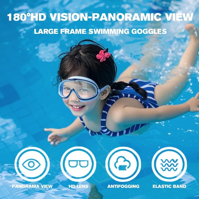 AIIONP HD Children's Swimming Goggles - Large Frame, Waterproof & Anti-Fog | For Ages 3-14