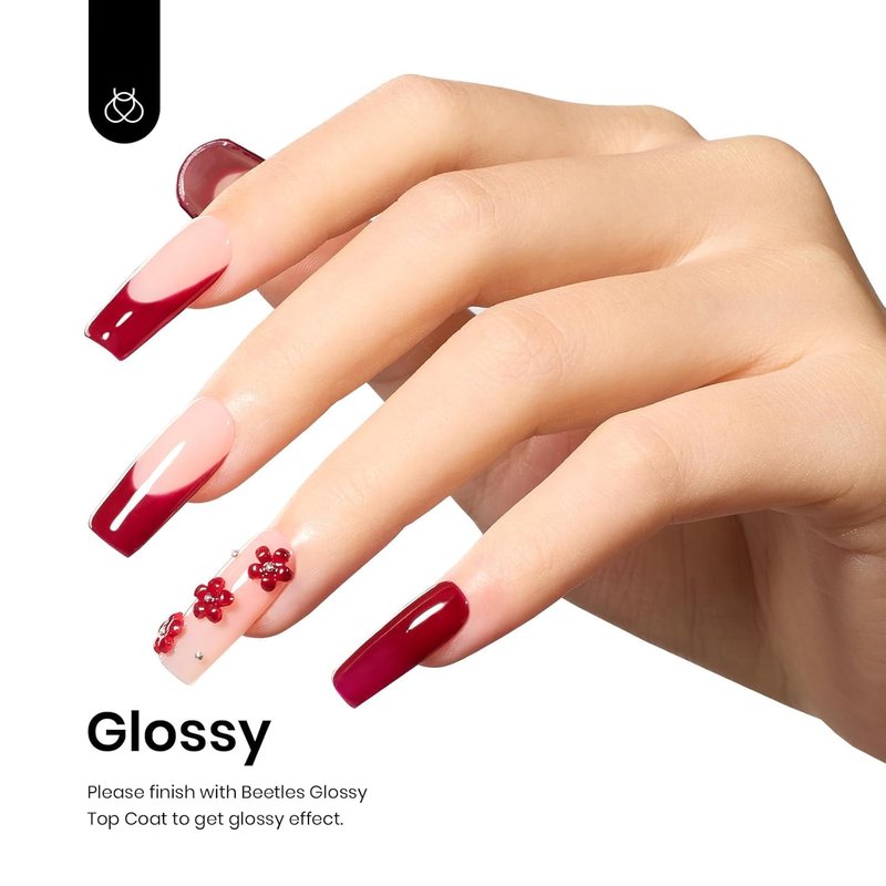 Beetles Red Gel Polish - Oxblood Red Long-Lasting Nail Color | 15ML Burgundy Gel for DIY Manicure