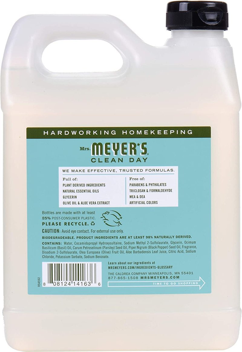 Mrs. MEYER'S CLEAN DAY Basil Hand Soap and Refill Variety Pack, 12.5 oz & 33 oz. (Pack of 2)