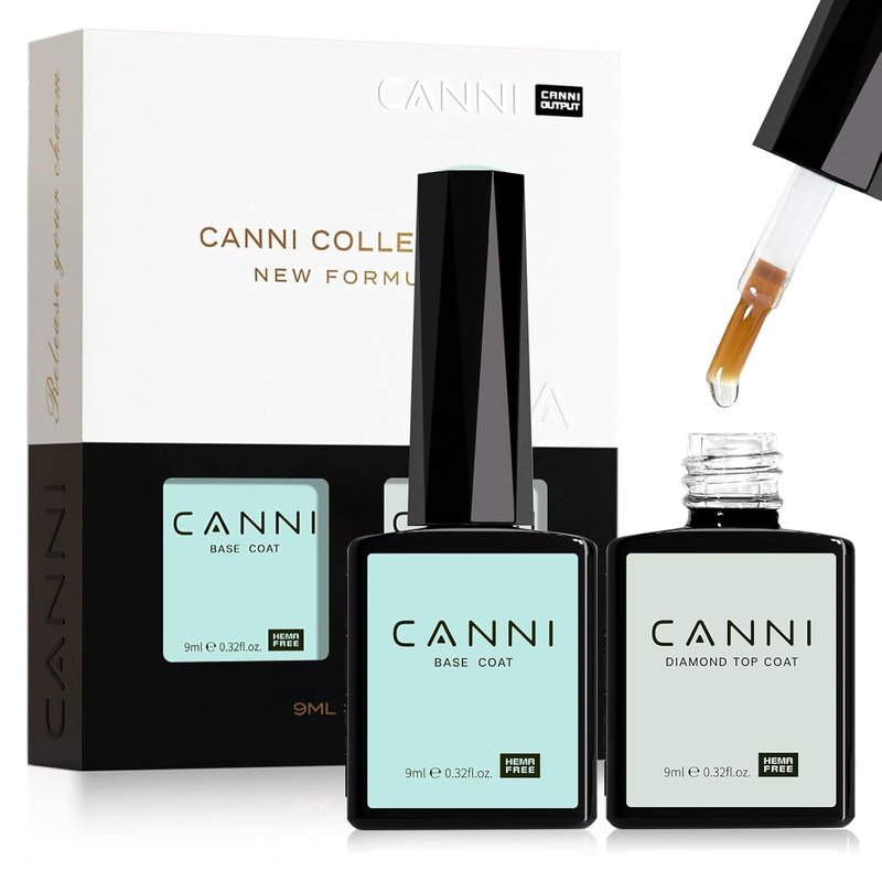 CANNI Gel Base & Top Coat Polish Set - 9ml Long-Lasting Shine Finish | DIY Nail Salon Gifts for Women
