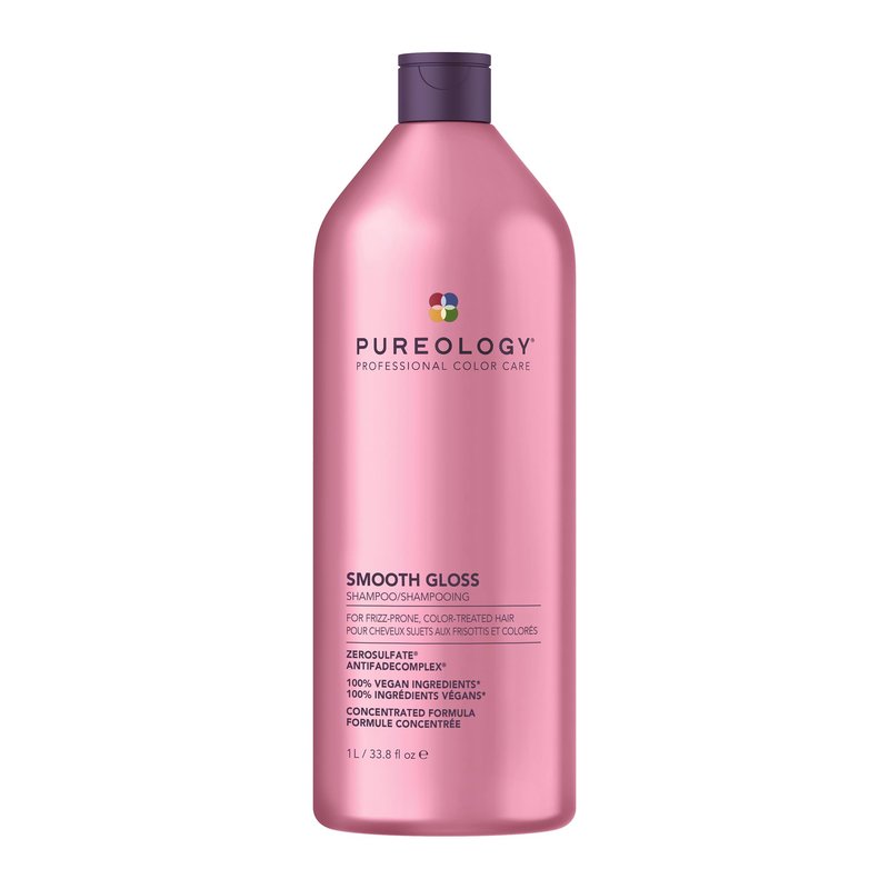 Pureology Smooth Gloss Shampoo - Sulfate-Free Shampoo For Frizz Control & Humidity Protection, Adds Hair Shine, For Frizz-Prone, Color-Treated Hair, Vegan, 33.8 Fl Oz
