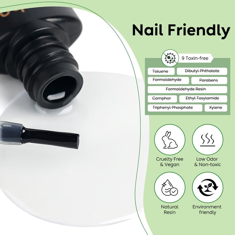 Luxbon Gel Nail Set - 6 Pcs No Wipe Top & Base Coats with Cuticle Oil & Matte Finish | Long Lasting Shine