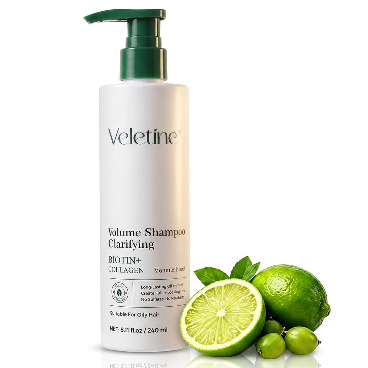 Volumizing Shampoo for Fine Oily Hair - Adds Long-Lasting Volume & Shine | Biotin & Ginger Root Extract, 240ml/8.11oz