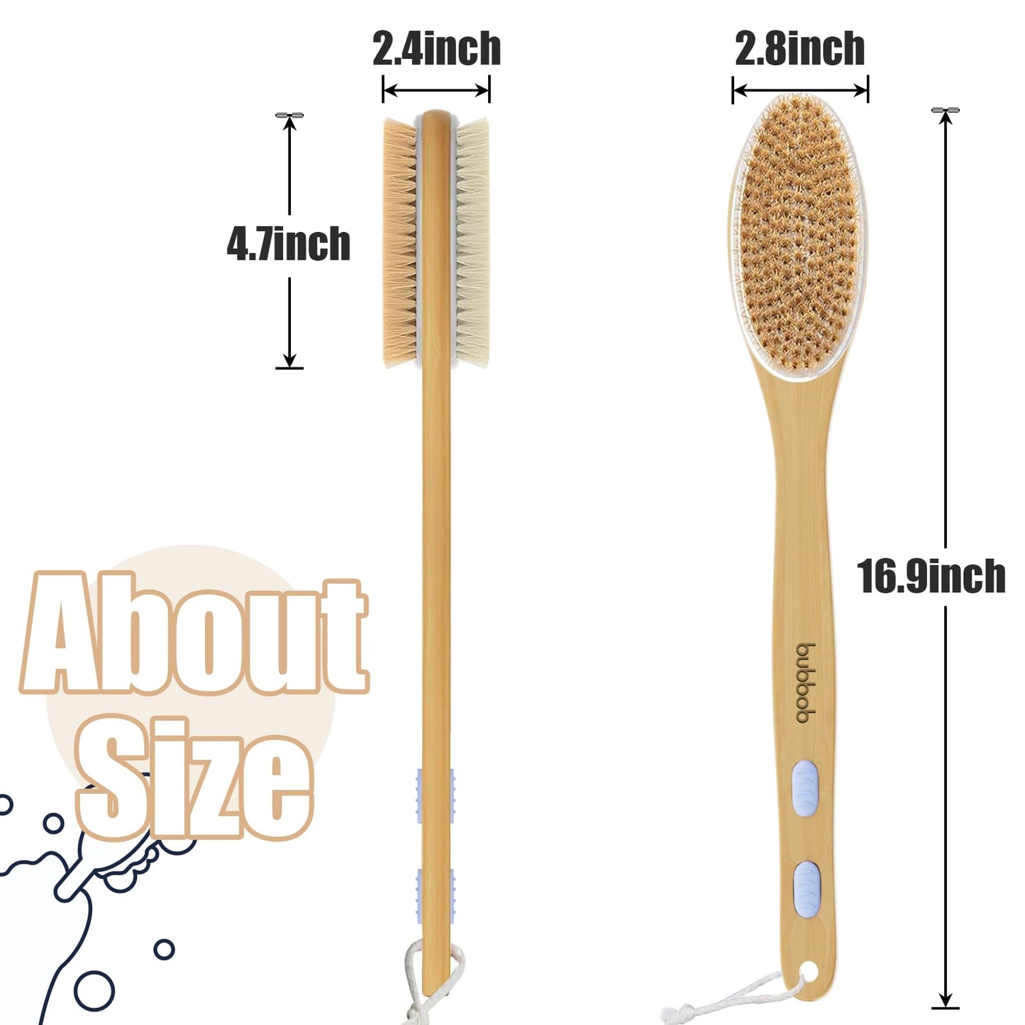 Back Scrubber for Shower,Bath Brush with Long Handle,Men and Women (Blue)