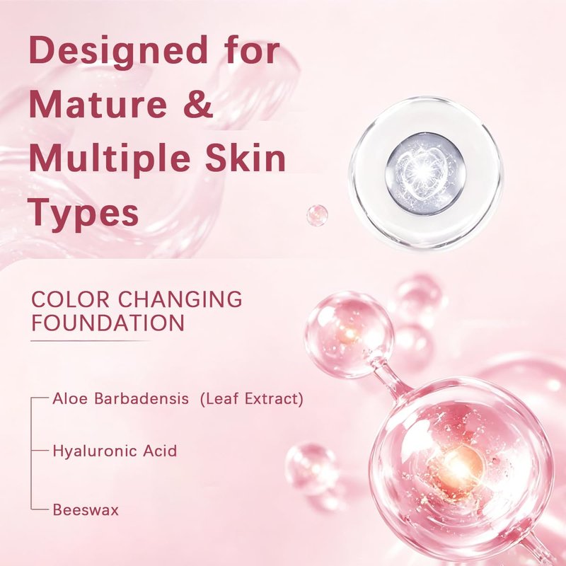Color Changing Foundation for Mature Skin - Adjusts to Skin Tone, Conceals Fine Lines & Wrinkles | Hydrating & Lightweight (30ML/1 FL.OZ)