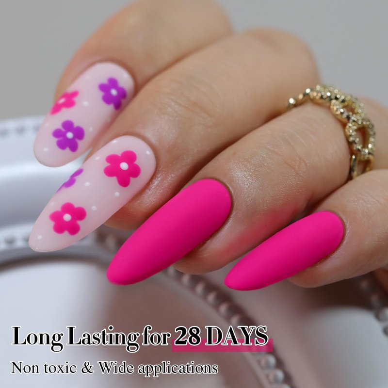 Double Rhythm 15ML Gel Nail Polish Pure Sheer Same Color Same Bottle Soak Off Gel Polish Art Manicure Salon DIY at Home for Women (Hot Pink-A1312)