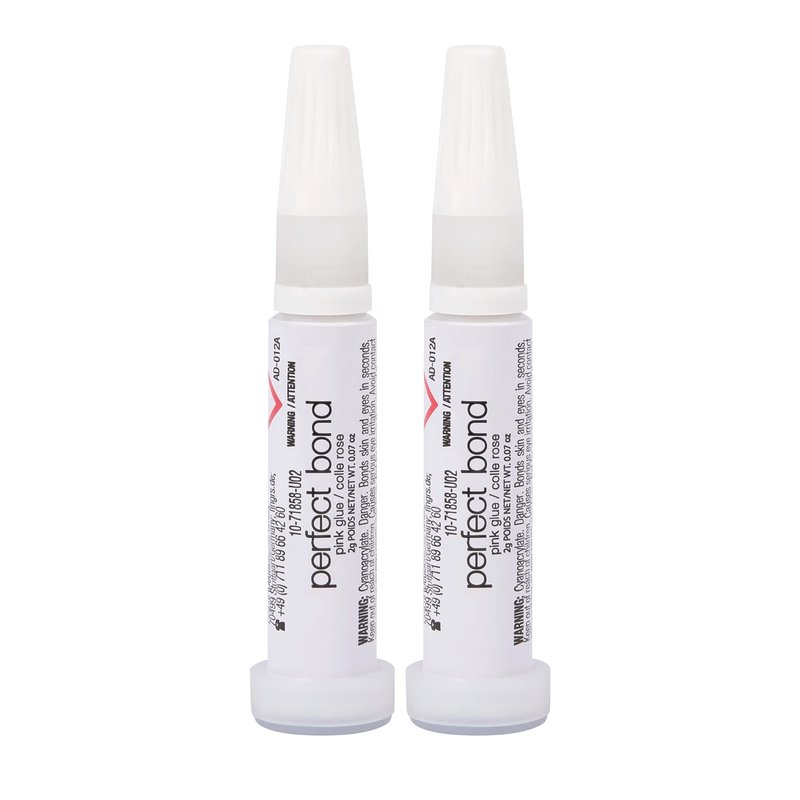 Nailene Perfect Bond Nail Glue, Super Strong, Durable, Easy to Apply Acrylic Nails, Press On Nails, Repairs Natural Nails, Quick Drying Nail Adhesive, Lasts 7 Days, Pink Tint, 2 g/0.07 oz, 2 Pack