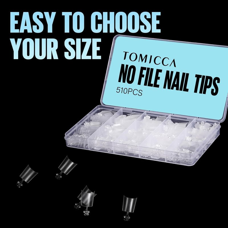 Short Coffin Nail Tips - 510Pcs Acrylic Half Cover | 12 Sizes, Matte Gel for Beginners & Pros