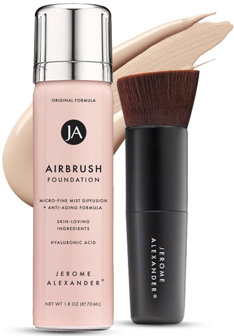 MagicMinerals AirBrush Foundation - 2-Piece Set with Kabuki Brush | Anti-Aging Spray Makeup for Radiant Skin - Fair