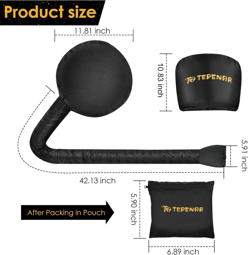 Bonnet Hair Dryer Attachment - Large Black, Soft & Adjustable for Fast Drying Natural Curly Hair | Home Use