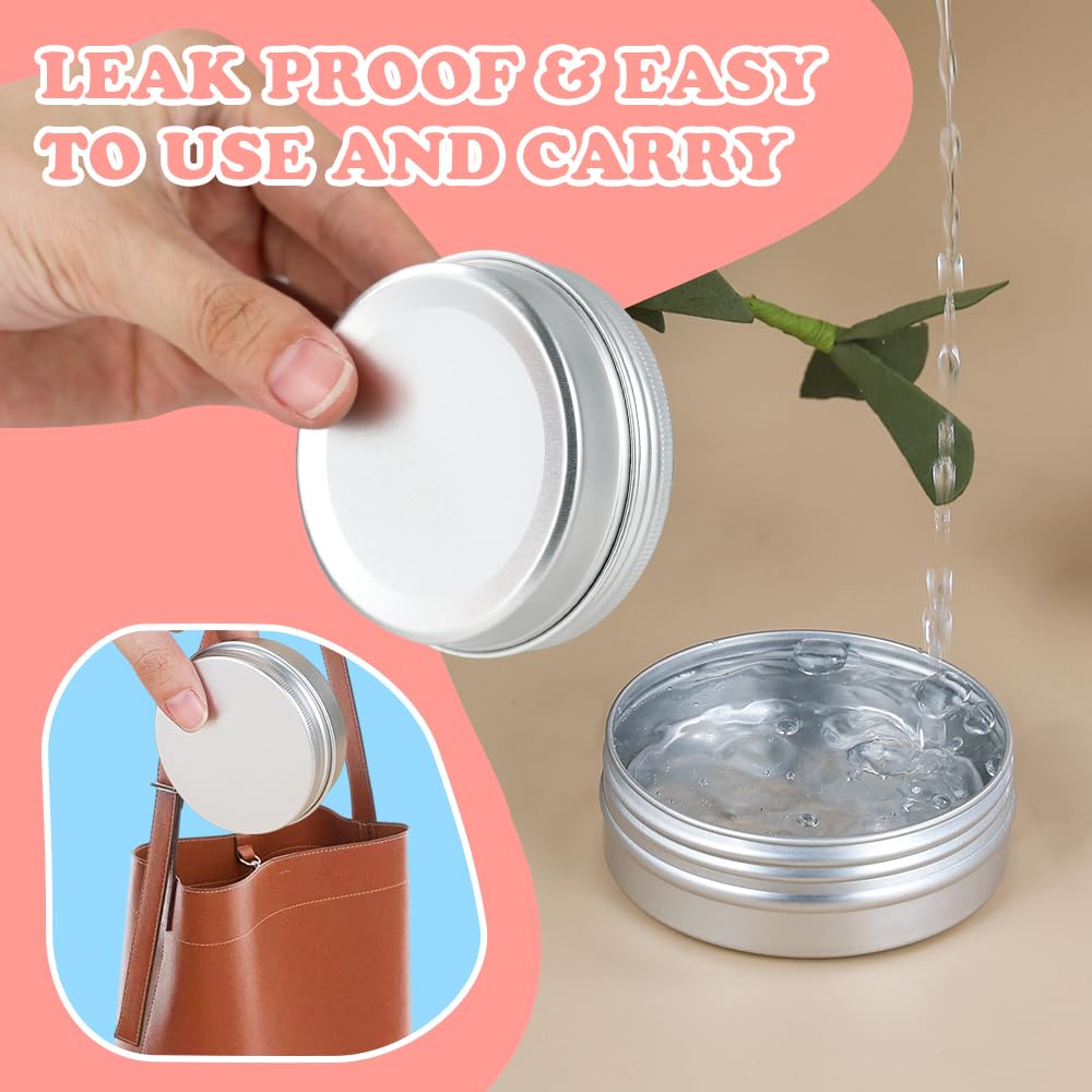 YQ 60 Pack 2oz Tins with Lids, Refillable Salve Tins, Thick 2 oz Tin with Labels, Screw Lid 2oz Tin, Aluminum Round Salve Containers for Lotions, Balms, Salve (Silver)