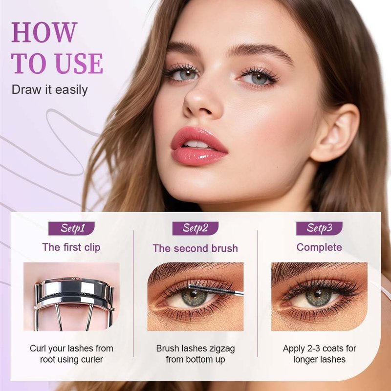 Iron Wand Mascara - 2025 Upgraded Waterproof Metal Wand for Long-Lasting 3D Curling Eyelashes | Black