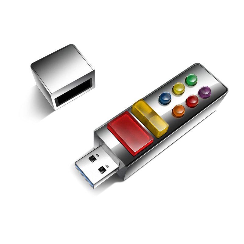 Retro USB Light Up Memory Stick, Flash Drive w/LED 1950's Retro Sci-fi Space Age Action and Totally Cool Storage/Gift Box (Shiny Finish)