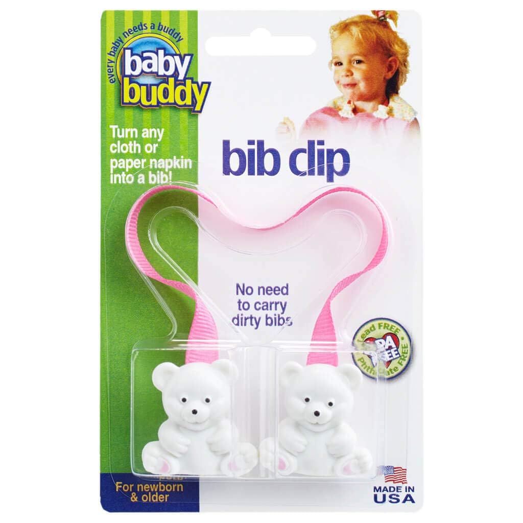 Baby Buddy Baby Bib Clip Turns Any Cloth, Towel, or Paper Napkin Into Instant Disposable Bibs, Travel Accessories, Essential Item for Baby Gifts, Feeding Supplies for Baby, Newborn and Up, 1pk, Pink