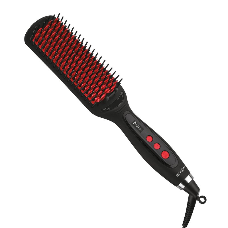 REVLON SmoothStay XL Hair Straightener, Heated Straightening Brush with Coconut Oil Infused Ceramic Plates, Long-Lasting Sleek Results, Reduced Frizz & Static