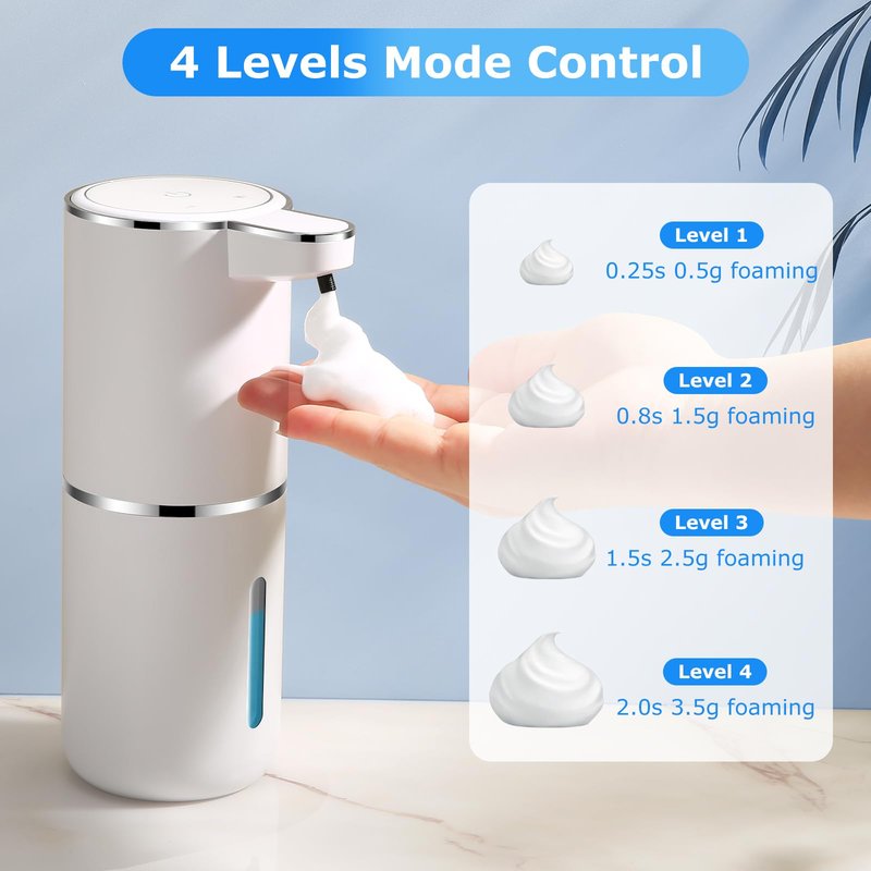 2 Pack Automatic Soap Dispensers,12.8oz/380ml USB Touchless Automatic Foaming Soap Dispenser,Rechargeabled Wall Mounted Smart Soap Dispenser for Bathroom Kitchen Dish Soap