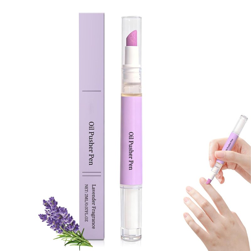 Hgkvnul 2 in 1 Cuticle Oil Pusher Pen, Ceramic Cuticle Remover Pen, for Hangnails & Dry Damaged Nails, Nourish, Moisturize & Brighten Nails (1pcs)