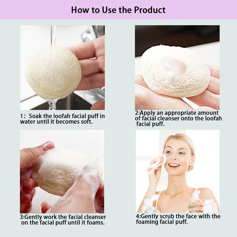 haikuluo Natural Loofah Exfoliating Face Scrubber,Shower loofah Facial Scrubber exfoliating Pads for Women and Men,Made with Biodegradable Shower loofa Sponge,for Face that Gets You Clean(6 PC)