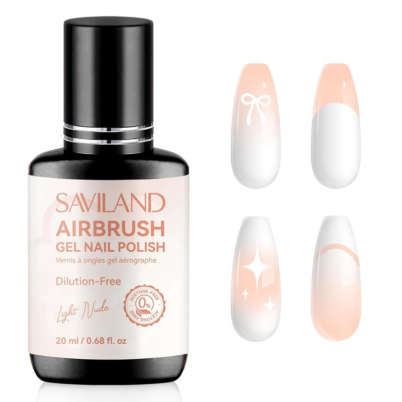 SAVILAND Airbrush Gel Nail Polish - Light Nude, Hema & Acetone Free, Non-Toxic 20 ml for Ombre Nails
