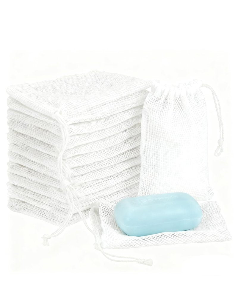Aiuulu 40pcs Mesh Soap Bags for Soap Bars, Exfoliating Bubble Mesh Net Bars with Drawstring for Shower Face Cleansing