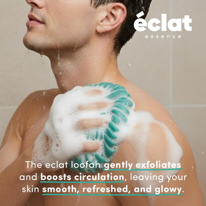 Éclat Mesh Bath Sponge Loofah Ball, Soft Exfoliating Body Scrubber for Wash, Rich-Lather Nylon Net Puff with Quick-Dry Hanging Loop, Gentle Daily Cleanser (Pink/Orange/Green, 3Pcs)