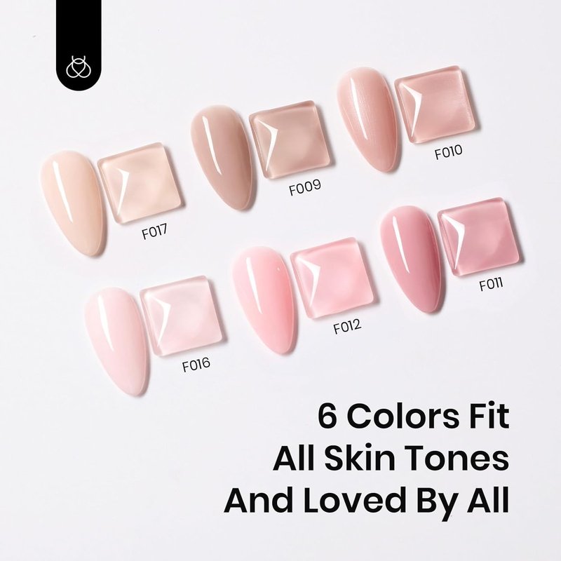 Beetles Rubber Base Gel Nail Polish - 6 Colors Nude & Pink Shades | Flexible UV LED Soak Off for DIY Manicure
