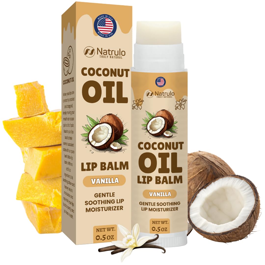 Coconut Lip Balm – Hydrating Lip Balm for Dry Cracked Lips – Natural Chapstick with Coconut Oil & Beeswax – Lip Repair for Extremely Dry Lips – Moisturizing Lip Care for Men Women & Kids – Made in USA