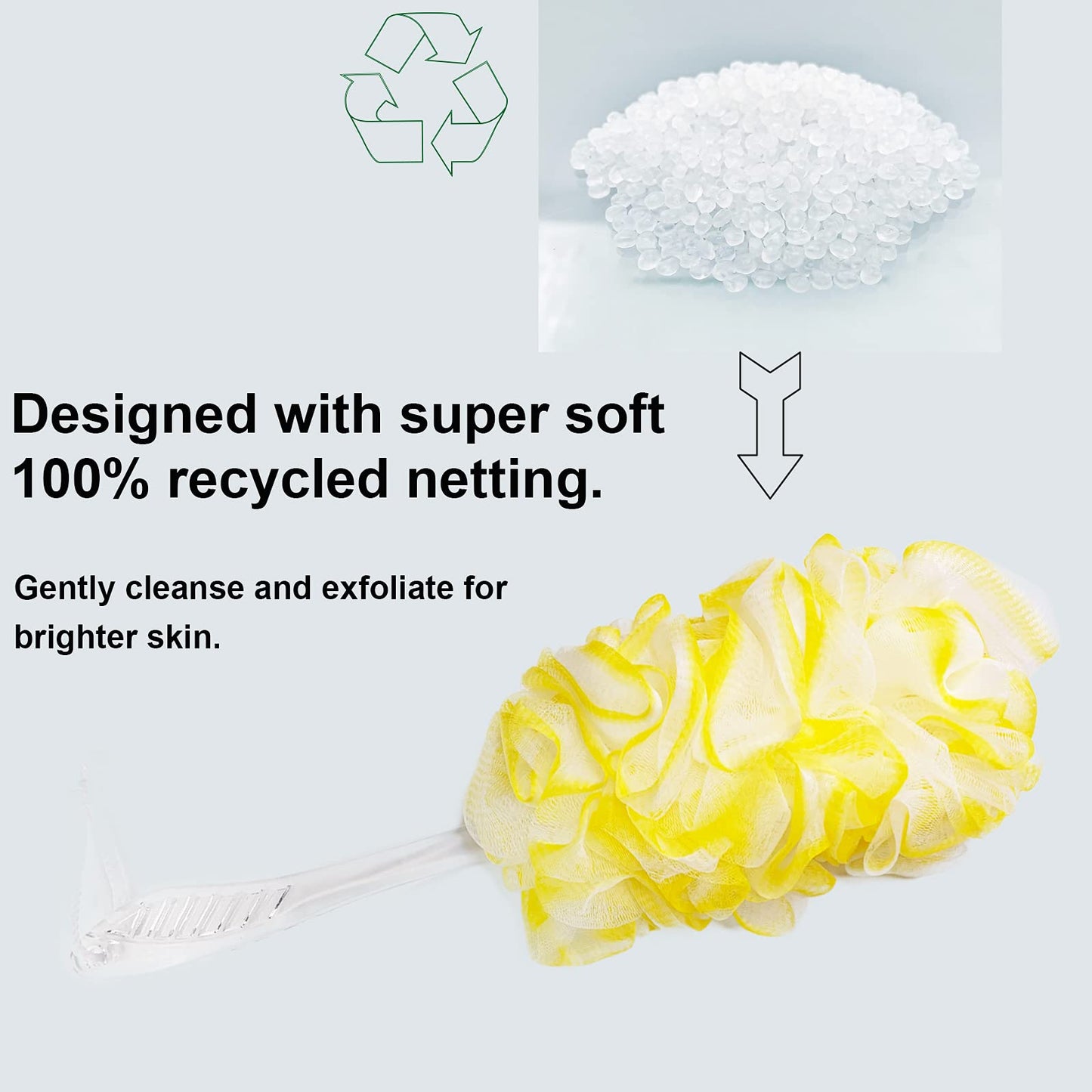 PPHAO - Back Bath Brush - Long Handle Shower Scrubber - Yellow Loofah Exfoliating Body Scrubber for Men and Women - 1 Pack